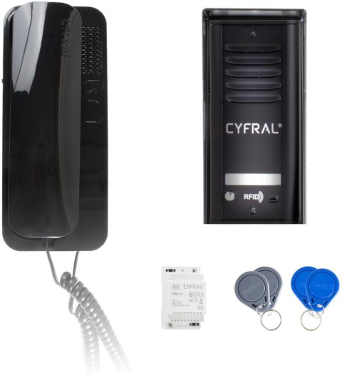 DOMOFON CYFRAL COSMO 1-LOKATORSKI KASETA CZARNA/UNIFON CZARNY