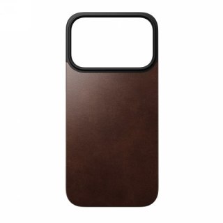 NOMAD Magnetic Leather Back - nakładka magnetyczna na iPhone 17 Pro kompatybilna z MagSafe, skóra Horween (rustic brown)