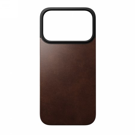 NOMAD Magnetic Leather Back - nakładka magnetyczna na iPhone 17 Pro kompatybilna z MagSafe, skóra Horween (rustic brown)