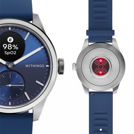 Withings Scanwatch 2 - zegarek z funkcją EKG, pomiarem pulsu i SPO2 oraz mierzeniem aktywności fizycznej i snu (42mm, blue)