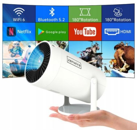 Przenośny Projektor Zenwire R1 Full HD Android Wifi Bluetooth Obrotowy