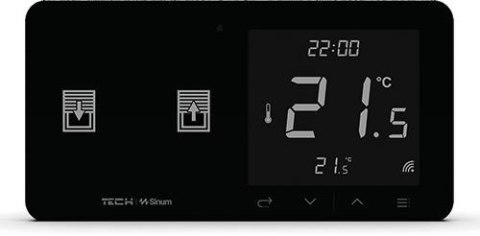 Przewodowy regulator pokojowy z włącznikiem rolet czarny WZR-02ML Tech Sterowniki