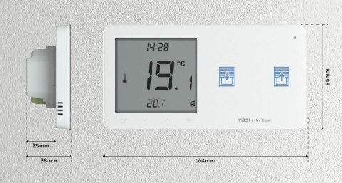 Przewodowy regulator pokojowy z włącznikiem rolet czarny WZR-02ML Tech Sterowniki