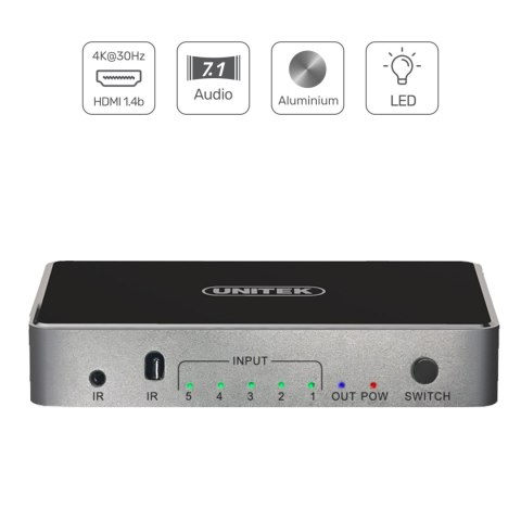 Unitek Przełącznik sygnału HDMI 1.4b 5 IN-1 OUT 4K