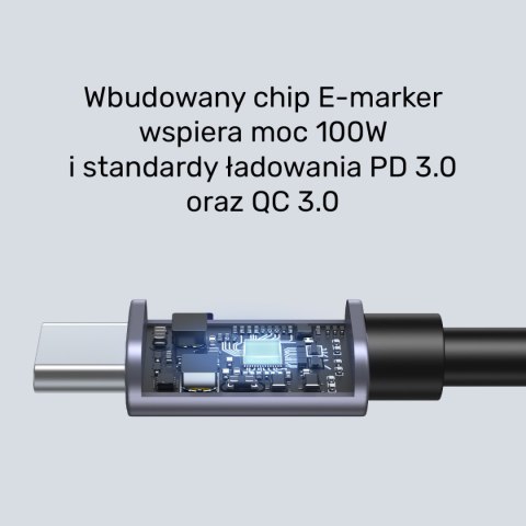 Unitek Kabel USB-C kątowy 90° PD100W 0,5m