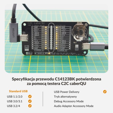 Unitek Kabel USB-C kątowy 90° PD100W 0,5m