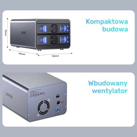 Unitek Kieszeń na dyski SATA 2,5''/3,5'' SATA HDD/SSD 40TB