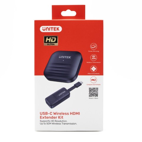 Unitek Bezprzewodowy nadajnik HDMI zasięg do 50m, czarny