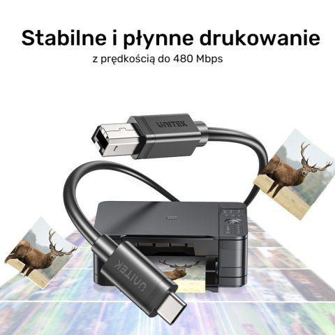 Unitek kabel do drukarki USB C na USB B 2.0 czarny 5m
