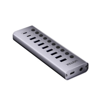 Unitek Hub USB C/USB A 10w1 5Gbps, 8x USB A, 2x USB C z włącznikami portów