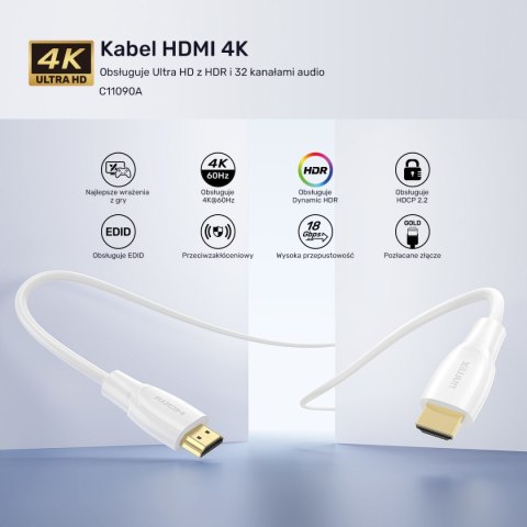 Unitek Kabel HDMI 2.0 4K biały 5m