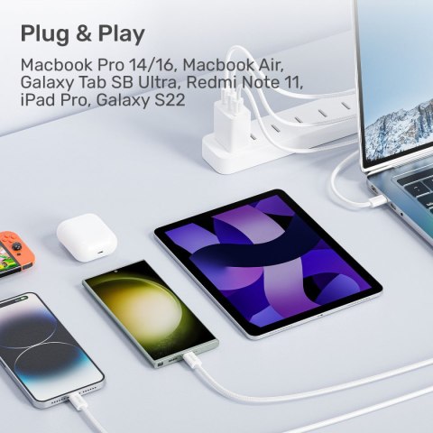 Unitek Kabel w oplocie zwijany magnetycznie USB C PD 100W beżowy 1m
