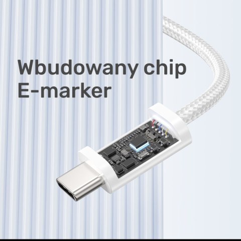 Unitek Kabel w oplocie zwijany magnetycznie USB C PD 100W beżowy 1m