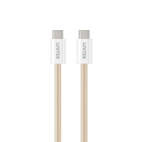 Unitek Kabel w oplocie zwijany magnetycznie USB C PD 100W beżowy 1m