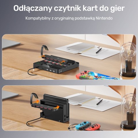 Unitek stacja ładująca Switch z przełącznikiem i czytnikiem kart do gier