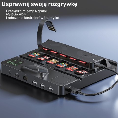 Unitek stacja ładująca Switch z przełącznikiem i czytnikiem kart do gier