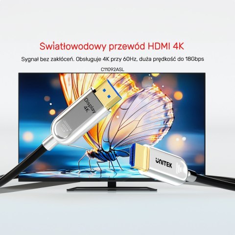 Unitek Kabel optyczny HDMI 2.0 AOC 4K 60Hz 60 m