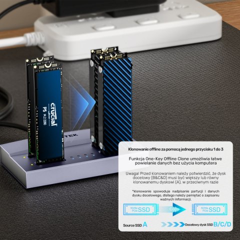 Unitek USB4 4-kieszeniowa stacja dokująca/ klonująca M.2 SSD