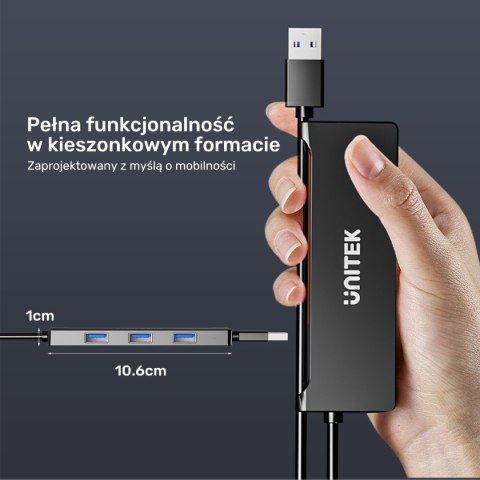 Unitek Hub USB-A 4 porty USB-A 5 Gbps
