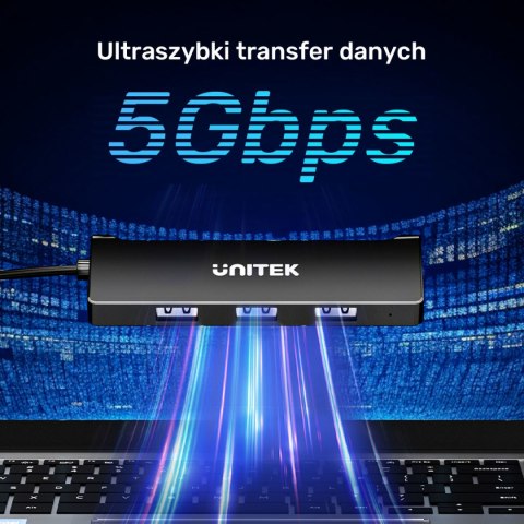 Unitek Hub USB-A 4 porty USB-A 5 Gbps