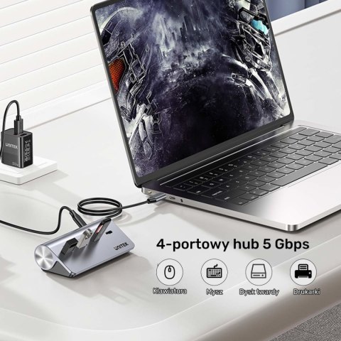 Unitek Hub alumininiowy USB-A/USB-C z 4 portami 5Gbps