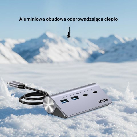 Unitek Hub alumininiowy USB-A/USB-C z 4 portami 5Gbps