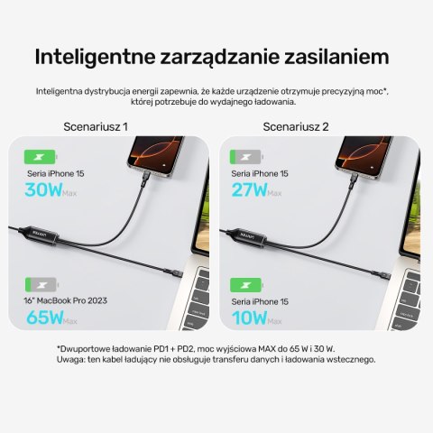 Unitek Kabel 2w1 USB-C PD 100W silikonowy 1,8 m