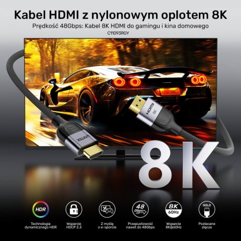 Unitek przewód 8K LUX HDMI 2.1 oplot 1,5 M