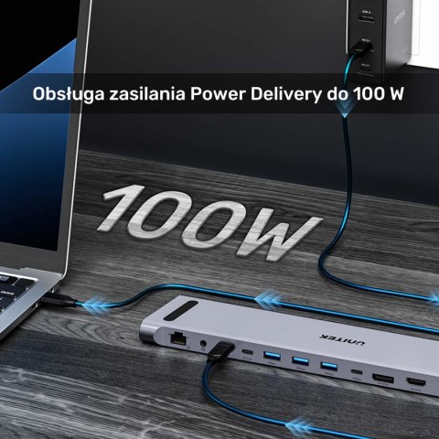 Unitek Stacja dokująca KVM z funkcją podstawki