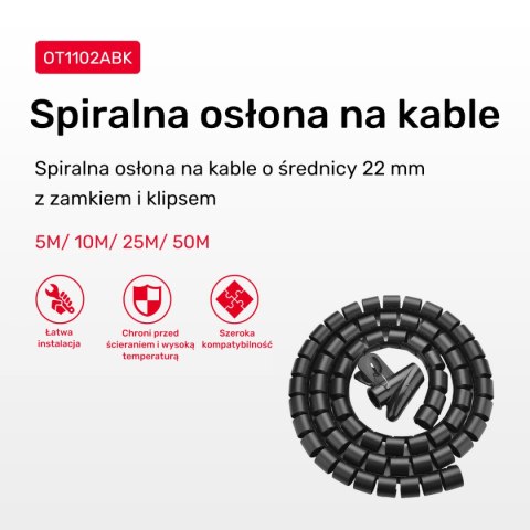 Unitek spiralny organizer na kable 5 metrów czarny