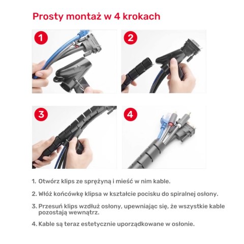Unitek spiralny organizer na kable 5 metrów czarny