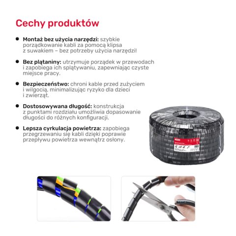 Unitek spiralny organizer na kable 5 metrów czarny