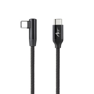 KABEL USB-C do C M-M kątowy 480Mbps 60W 0,5m ART czarny, oplot, obudowa ALU