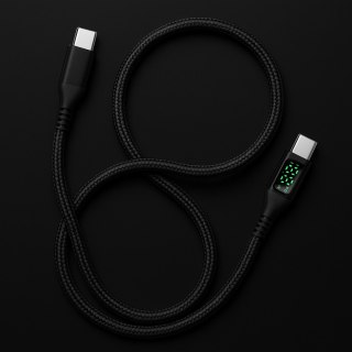 KABEL USB-C męski - męski 480Mbps 100W 2m ART czarny, oplot, wyświetlacz