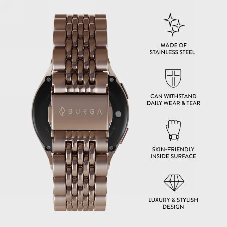 BURGA Metal Bracelet Chic Royal - uniwersalna bransoleta do zegarka 20 mm (rose gold)