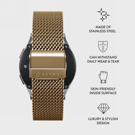 BURGA Metal Mesh Elegance - uniwersalna bransoleta do zegarka 22 mm (gold)