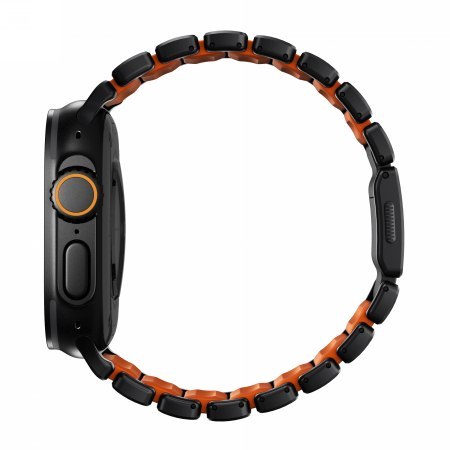 NOMAD Stratos Band - tytanowa bransoleta do Apple Watch 49mm z FKM (black titanium, ultra orange FKM)