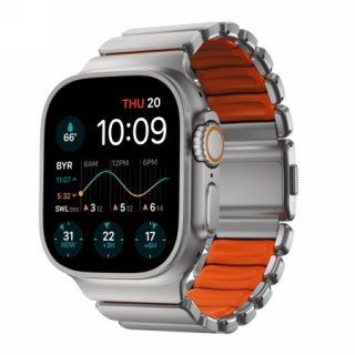 NOMAD Stratos Band - tytanowa bransoleta do Apple Watch 49mm z FKM (natural titanium, ultra orange FKM)