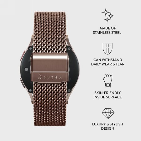 BURGA Metal Mesh Elegance - uniwersalna bransoleta do zegarka 20 mm (rose gold)