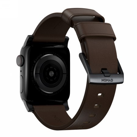 NOMAD Modern Band - skórzany pasek do Apple Watch 46mm/49mm, skóra Horween (rustic brown, black hardware)