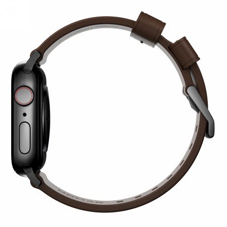 NOMAD Modern Band - skórzany pasek do Apple Watch 46mm/49mm, skóra Horween (rustic brown, black hardware)