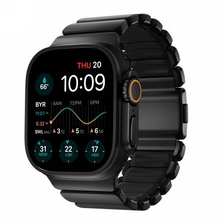NOMAD Stratos Band - tytanowa bransoleta do Apple Watch 49mm z FKM (black titanium, black FKM)