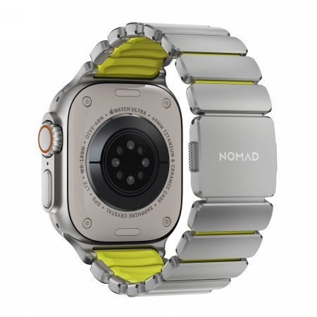 NOMAD Stratos Band - tytanowa bransoleta do Apple Watch 49mm z FKM (natural titanium, volt FKM)