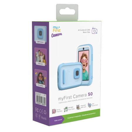 MyFirst Camera 50 - aparat fotograficzny dla dzieci z technologią AI, dotykowym ekranem IPS i podwójnym obiektywem 16MP/20MP (bl