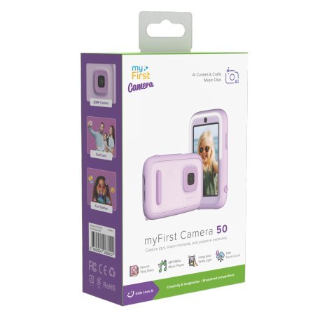 MyFirst Camera 50 - aparat fotograficzny dla dzieci z technologią AI, dotykowym ekranem IPS i podwójnym obiektywem 16MP/20MP (pu