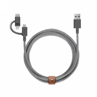 Native Union Belt Cable Universal - kabel USB-A - USB-C/lightning/microUSB, 2 m (zebra)