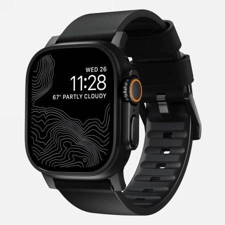 NOMAD Active Band Pro - wodoodporny skórzany pasek do Apple Watch 42mm-49mm (Apple Watch 1-11, SE 1-3, Ultra 1-3) (black active 