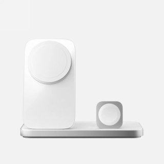 NOMAD Stand One Max - bezprzewodowa ładowarka Qi2, 25W do trzech urządzeń kompatybilna z MagSafe, 4 gen. (silver)