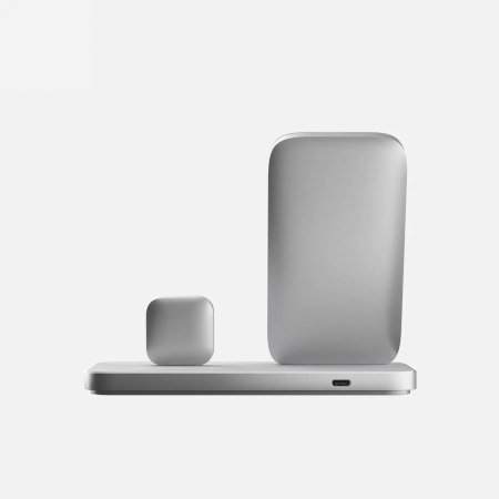 NOMAD Stand One Max - bezprzewodowa ładowarka Qi2, 25W do trzech urządzeń kompatybilna z MagSafe, 4 gen. (silver)