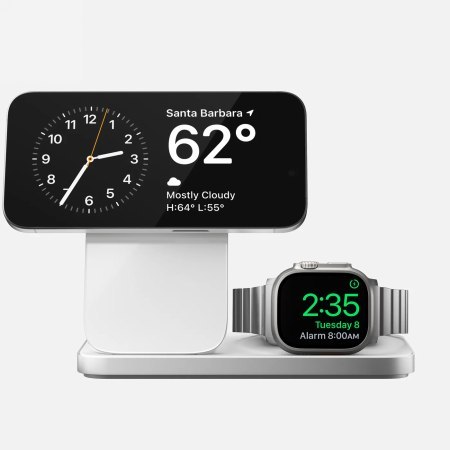 NOMAD Stand One Max - bezprzewodowa ładowarka Qi2, 25W do trzech urządzeń kompatybilna z MagSafe, 4 gen. (silver)